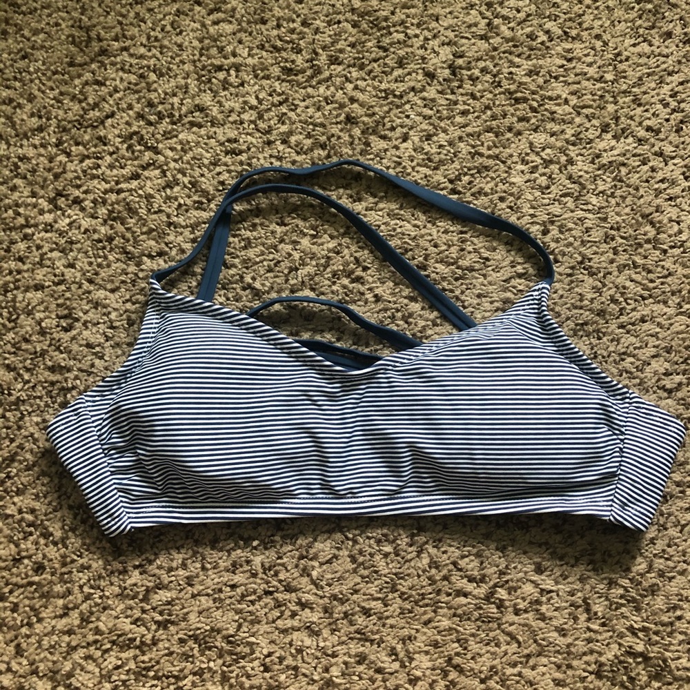 Blue & White Striped Bikini Top 💙